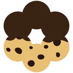Chocolate chip cookies coated with chocolate. Vector illustration.	