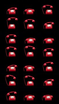 red vintage telephone in vertical