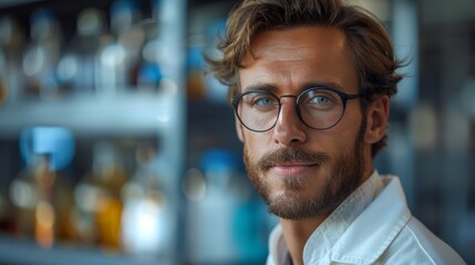 Fototapeta premium Microbiologist Portrait in Lab Generative AI