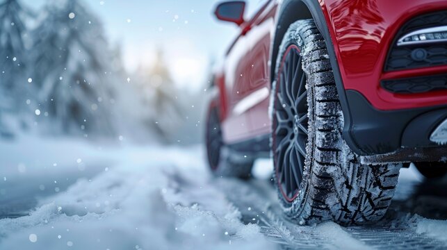 New Car Tires Handling Snowy Roads with Selective Focus Generative AI