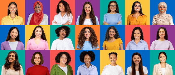 An array of confident individuals from various ethnicities, displaying a mix of professional