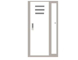 Locker room cabinet illustration graphic. Steel lockers in gym, middle school, high school and gym.