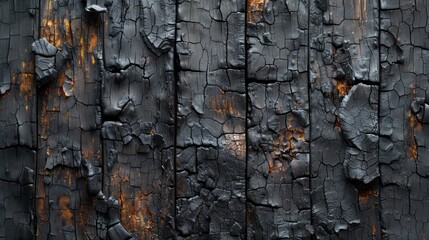Obraz premium Rough Textured Burnt Wood Boards Background Generative AI