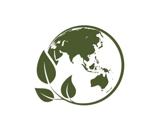 eco world icon. eastern hemisphere of the earth. earth day illustration. Asia, Far East and Australia. vector image