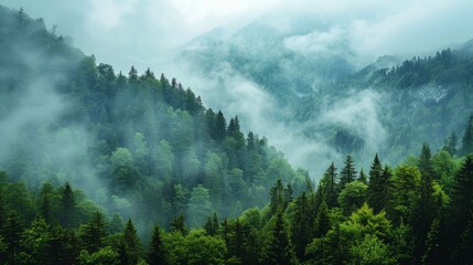 Stunning Landscape of Trees in the Mountains Generative AI