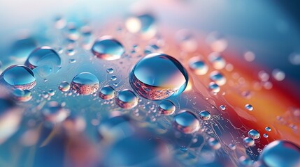 An abstract cosmic background depicts space or planets in a cosmic universe, featuring a molecule structure and water bubbles in a macro shot with selective focus.