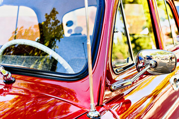 Details of an old, classic car, retro vehicle.	