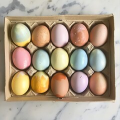A Nostalgic Journey Back in Time: Vintage Easter Egg Dye Packets Lined Up, Showcasing a Rainbow of Pastel Possibilities