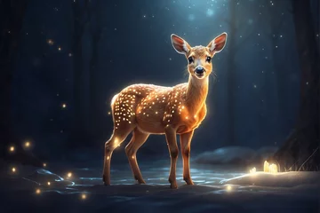Rolgordijnen Magical Roe Deer in a Shining Golden Aura © alexx_60