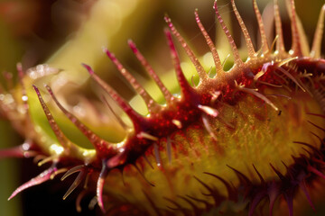 Obraz na płótnie Canvas A close-up photograph of a carnivorous plant with menacing tendrils, ready to ensnare its prey