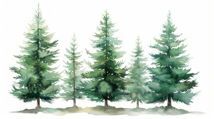 Fototapeta premium Pine Trees in Green and Red for Holidays Generative AI