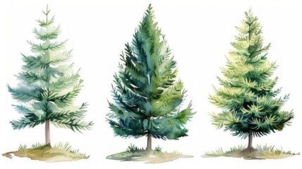 Pine Trees in Green and Red for Holidays Generative AI