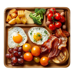Breakfast tray on transparent background