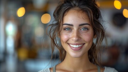 Obraz premium Joyful Female Employee of a Large Corporation at Work Generative AI
