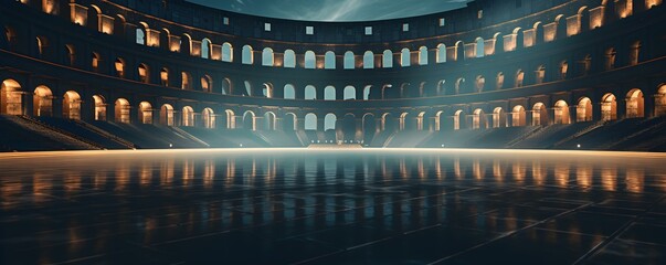 A Modern Sports Arena Inspired by the Architecture of the Roman Colosseum. Concept Architecture, Modern Design, Sports Arena, Roman Colosseum, Inspiration - obrazy, fototapety, plakaty