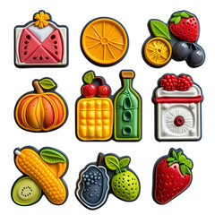 fridge magnets on transparent background