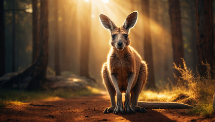 Känguru in der australischen Steppe - obrazy, fototapety, plakaty