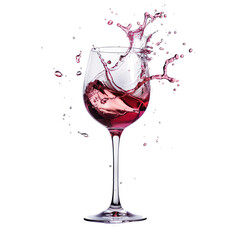 Wine getting uncorked with wine spraying out isolated on transparent png.