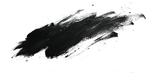 Black ink brush stroke, Black brush splashes isolated on transparent png. - obrazy, fototapety, plakaty