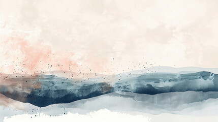 Minimal landscape art with watercolor brush art texture. Abstract art wallpaper for prints wall arts and canvas prints