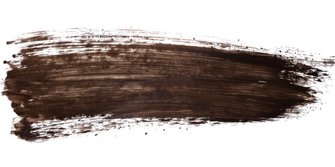 Dark brown ink brush stroke,  Brown brush splashes isolated on transparent png.