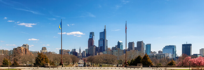 Panoramic view of Philadelphia City in spring sunny day, Philadelphia, Pennsylvania	 - 750130932