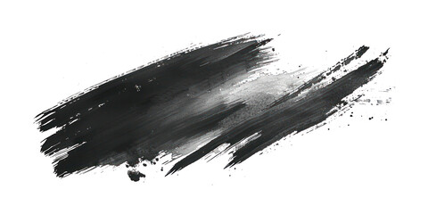 Black ink brush stroke, Black brush splashes isolated on transparent png. - obrazy, fototapety, plakaty