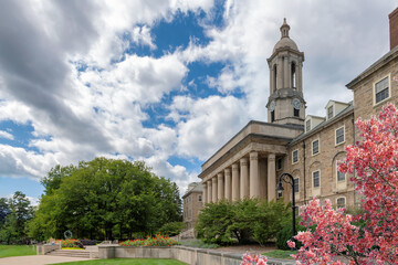 The campus of Penn State University with flowers in sunny day, State College, Pennsylvania. - 750131134