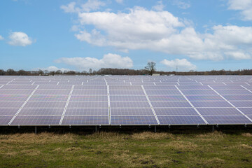 Green energy with solar parks to combat climate change and reduce carbon dioxide emissions, province of Drenthe the Netherlands