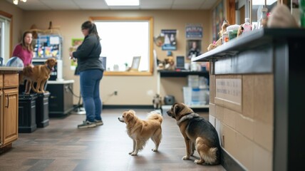 Veterinary Day, dogs eagerly anticipate their turn at veterinary clinic for attentive care and affectionate attention