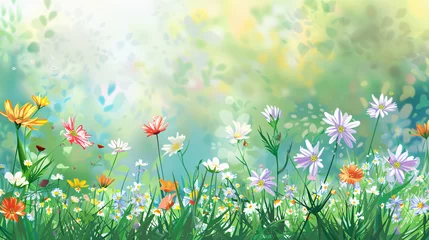 Foto op Aluminium Nature background with wild flowers © Clipart Collectors