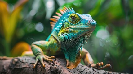Up-close Glimpse of an Iguana, Captured in the Serenity of its Enchanting Forest Home
