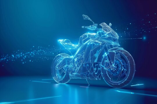 Futuristic Motorcycle on Blue Background