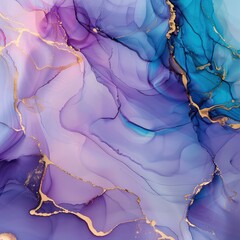An elegant abstract fluid art piece crafted with the alcohol ink technique. This tender and dreamy wallpaper showcases transparent waves and golden swirls, making it perfect for posters.
