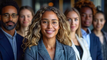 Fototapeta premium Happy employees create a well-coordinated team. Successful people. Ai generative