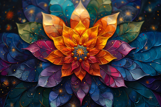 abstract image of a flower with a circle pattern, anahata chakra mandala

