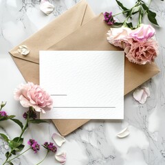 Wedding thank you card with space for a message