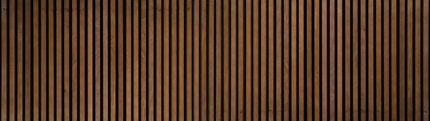 Wood background banner panorama long - Brown wooden acoustic panels wall texture , seamless pattern.. - Powered by Adobe