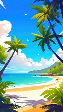 beach coastal vibrant illustration background