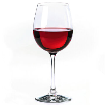 A wine glass with red wine isolated on transparent png.
