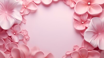 Fototapeta na wymiar Pink romance love flower with frame for valentine day