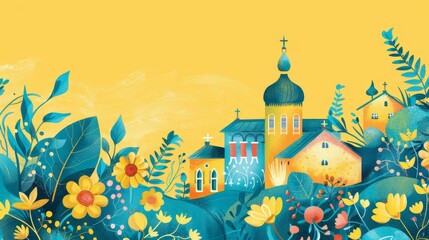 Church Surrounded by Flowers