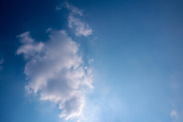 Fototapeta na wymiar blue sky with white clouds sunray background
