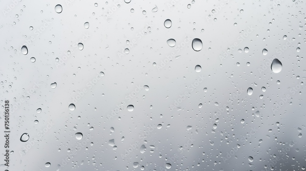 Sticker Raindrops decorate a grayish-white background, symbolizing the rainy season.