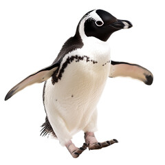 Obraz premium Adorable jumpping Penguin isolated on white or transparent background