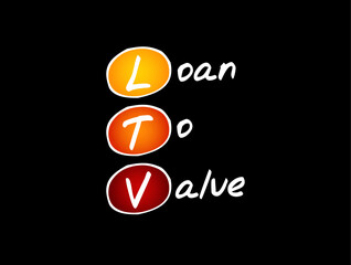 LTV Loan to Value - ratio of a loan to the value of an asset purchased, acronym text concept background