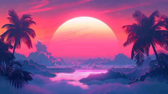 Abstract minimalist background inspired by vaporwave and retro-futurism concepts