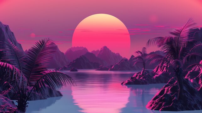 A minimalist abstract background inspired by the ideas of vaporwave and retro-futurism.
