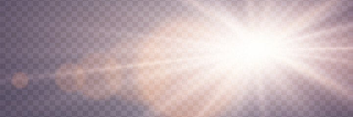 Sunlight special lens flare light effects. Glare of rays and light. On a transparent background. - obrazy, fototapety, plakaty