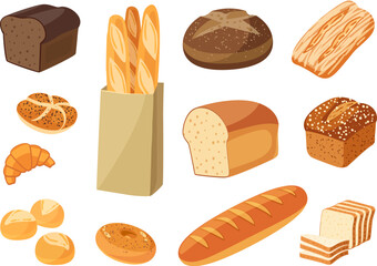 set of bread vector illustration 